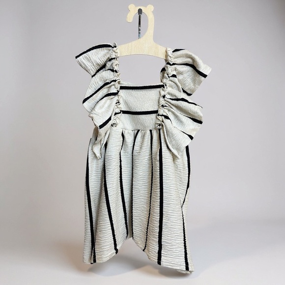 [KID] ZARA Ruffle Knit Dress 18–24M Black/White - Picture 2 of 8